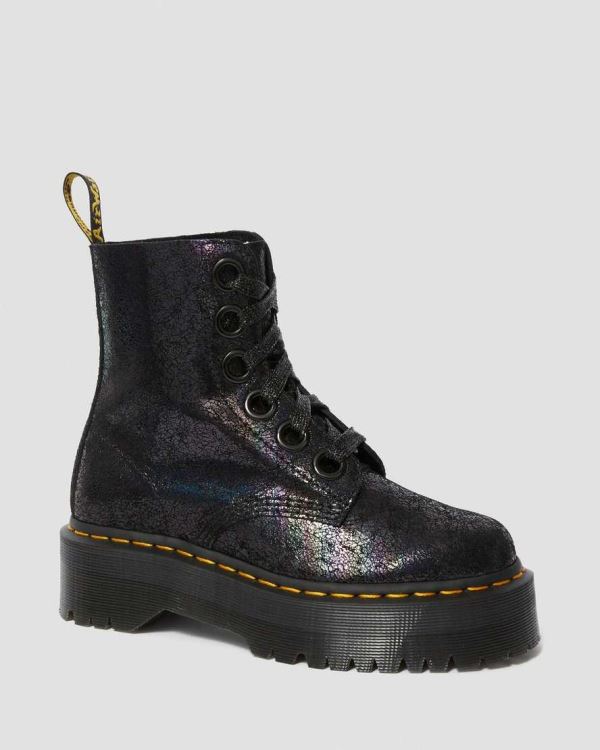 Botas Con Plataforma Dr Martens Molly Metallic Cuero Para Mujer DR7697N
